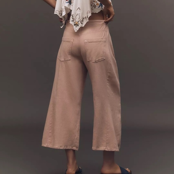 Anthropologie Pilcro The Adi Linen Blend Crop Mid-Rise Flare Pants - Picture 3 of 4